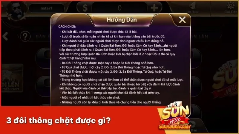 3 đôi thông chặt được quân bài 2, chặt được 3 đôi thông nhỏ hơn