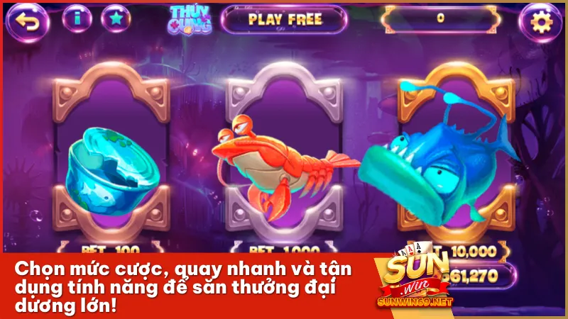 Chọn mức cược, quay nhanh và tận dụng tính năng để săn thưởng đại dương lớn!