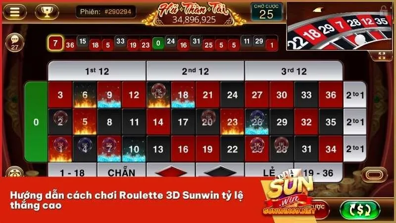 Hướng dẫn cách chơi Roulette 3D Sunwin tỷ lệ thắng cao