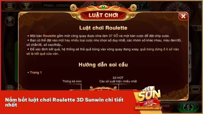 Nắm bắt luật chơi Roulette 3D Sunwin chi tiết nhất