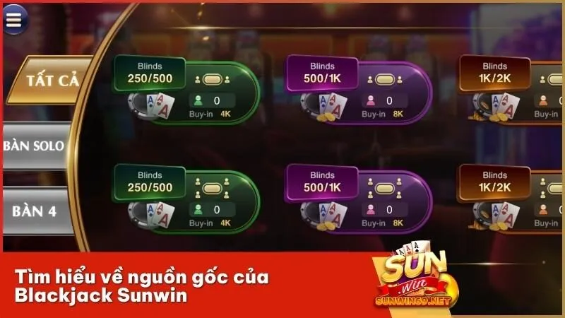 Tìm hiểu về nguồn gốc của Blackjack Sunwin